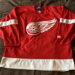 Vintage 90s CCM Detroit Red Wings Red White APWU Hockey Jersey Size L EUC